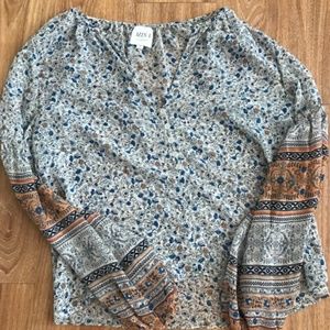 MISA flower print sheer blouse